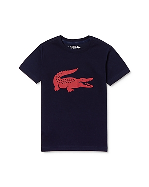 Lacoste Boys' Crocodile Logo Graphic Tee - Little Kid, Big Kid In Red/navy
