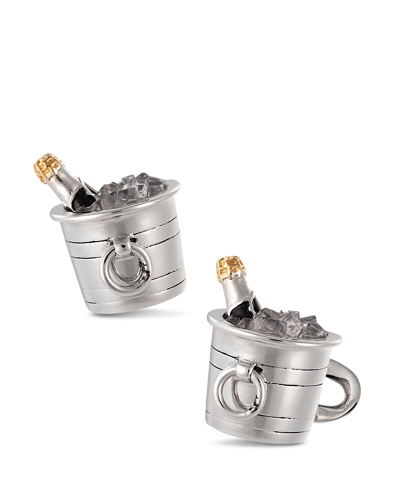 Jan Leslie Sterling Silver Crystal Quartz Champagne Bucket Cuff Links In Silver