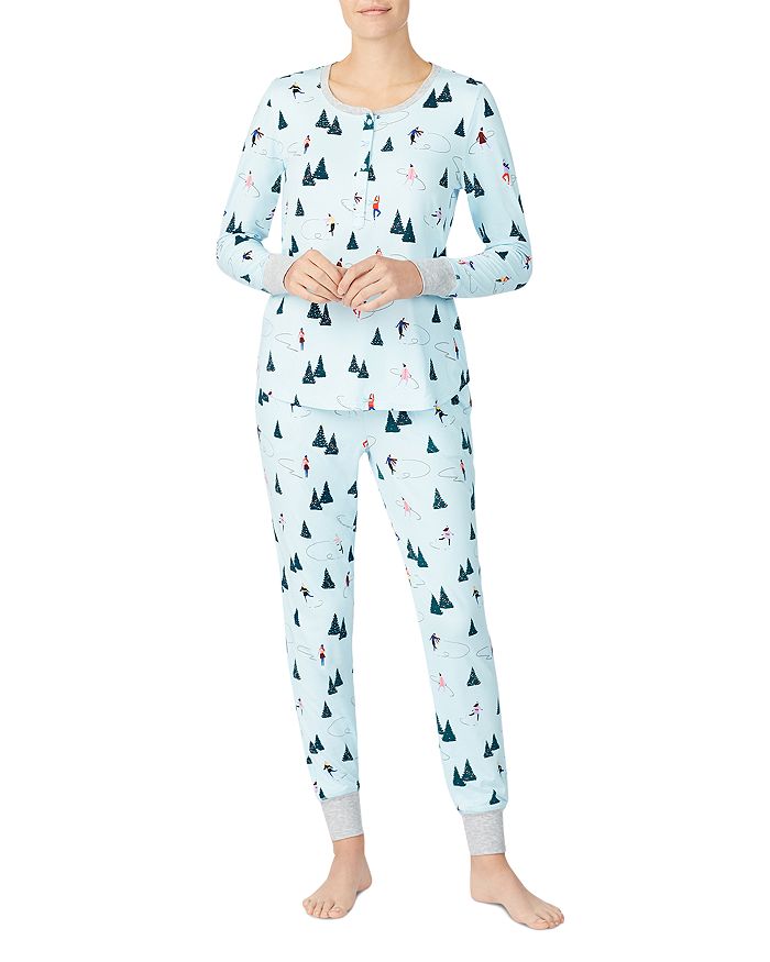 Kate Spade New York Printed Long Jogger Pajama Set In Aqua Print | ModeSens