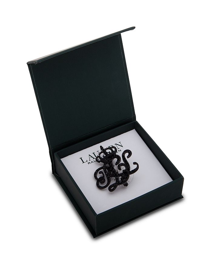 POLO RALPH LAUREN LAUREN RALPH LAUREN PAVE LOGO & CROWN BROOCH