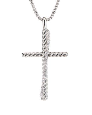 David Yurman Sterling Silver Crossover XL Cross Necklace With Diamonds   10624680 Fpx.tif