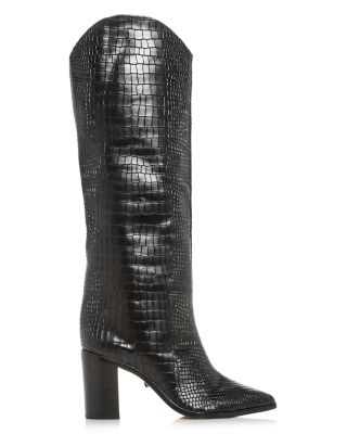Women's Maryana Croc-Embossed Block Heel Pointed-Toe Tall Boots