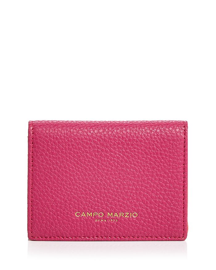 Campo Marzio Leather Business Card Holder In Pink/orange