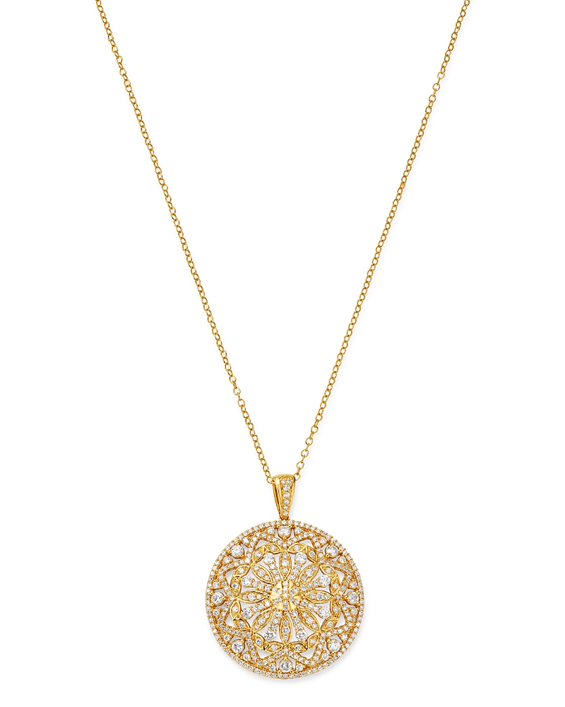 Bloomingdale's Fine Collection Diamond Medallion Pendant Necklace in 14K Yellow Gold, 1.50 tcw
