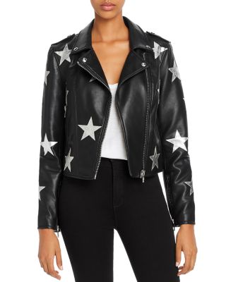 star faux leather jacket