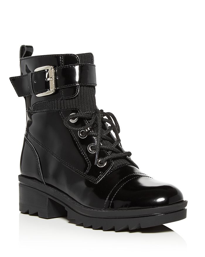 Marc Fisher Ltd Women's Bristyn Block-heel Combat Boots In Black Leather