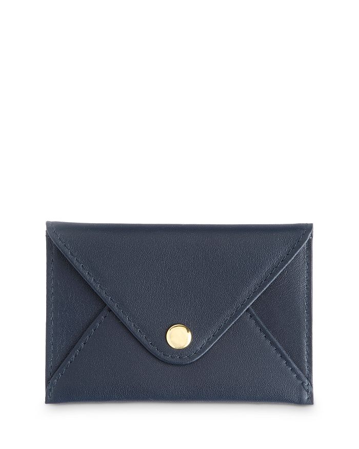 Royce New York Leather Envelope Card Case In Blue
