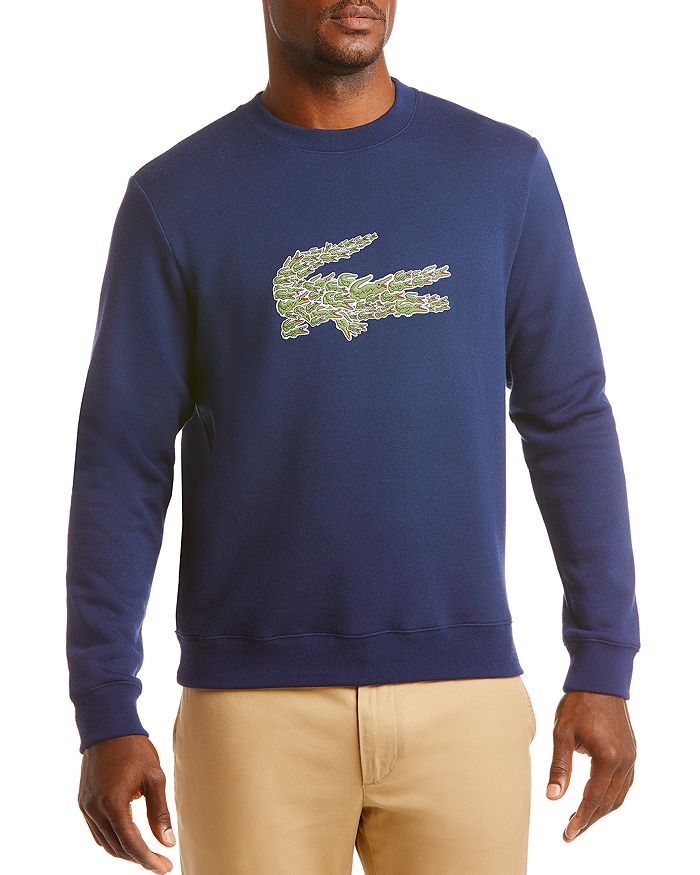 Lacoste Interlocking Croc Sweatshirt In Navy Blue