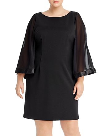 Adrianna Papell Plus Ribbed Chiffon-Sleeve Dress | Bloomingdale's