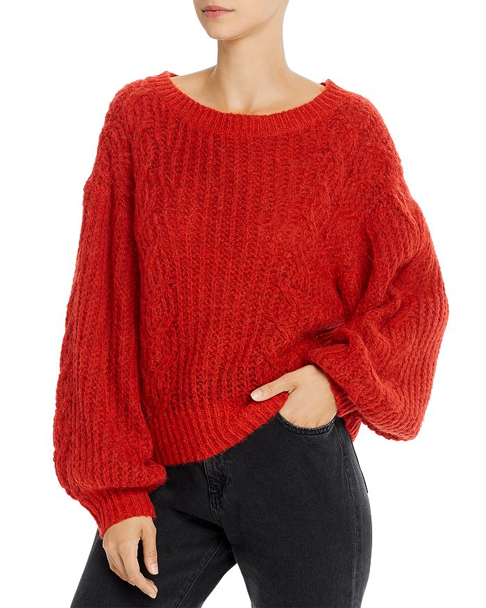 Joie Pravi Balloon-sleeve Sweater In Scarlet
