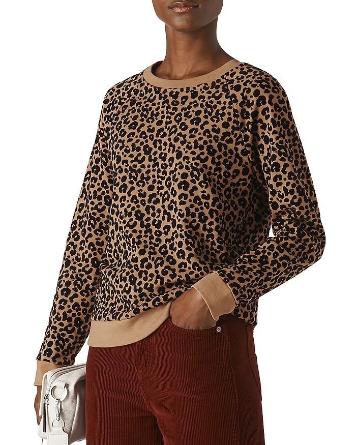 Whistles Leopard Print Sweater In Camel