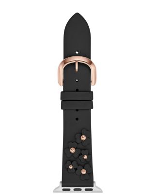 kate spade new york Floral Appliqué Black Leather Band for Apple