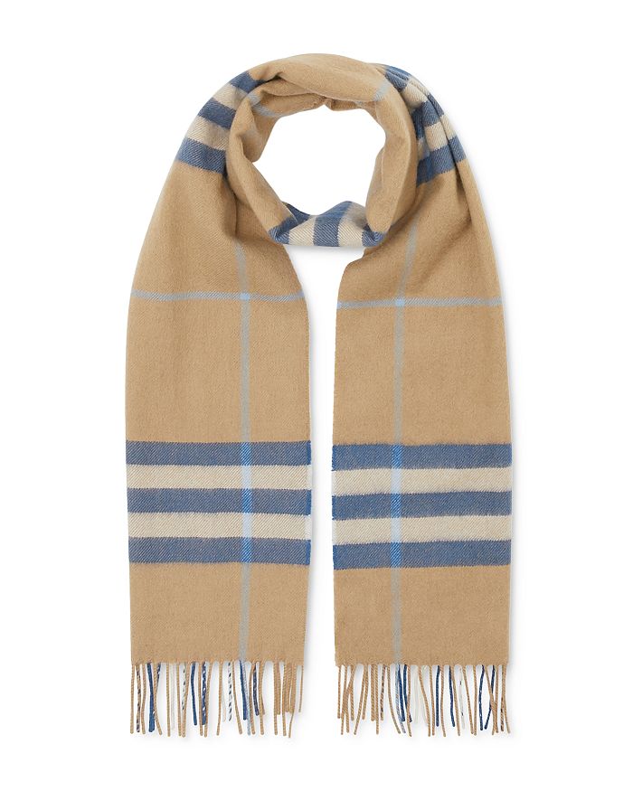 Burberry Classic Check Cashmere Scarf In Inky Blue/blue Bell