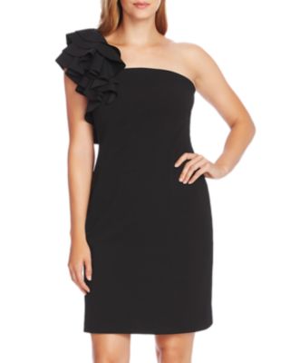 vince camuto one shoulder ruffle gown