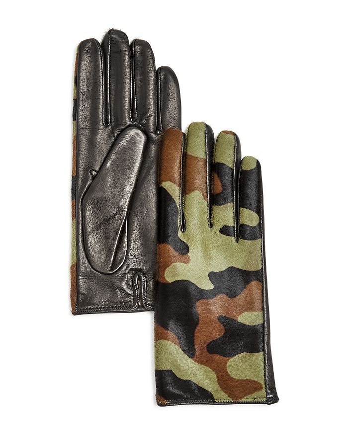 Bloomingdale's Cashmere Lined Calf Hair Gloves - 100% Exclusive In Black Camo