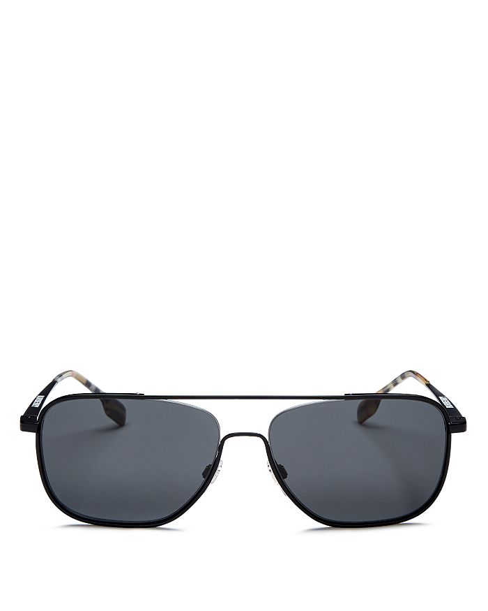 Burberry Men's Brow Bar Aviator Sunglasses, 59mm In Matte Black/gray