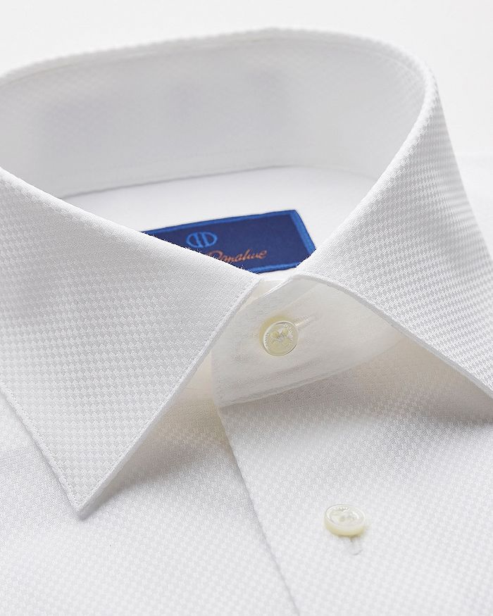 Shop David Donahue Dobby Weave French Cuff Trim Fit Formal Shirt In White