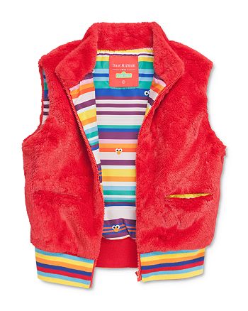 Isaac Mizrahi Loves Sesame Street - Unisex Elmo Faux Fur Vest, Little Kid - 100% Exclusive