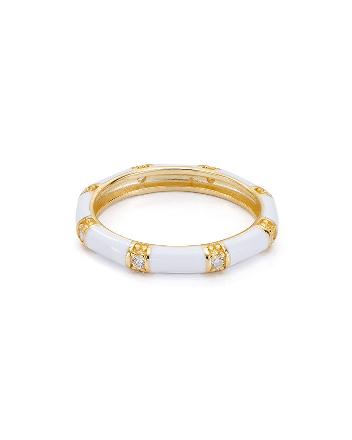 Argento Vivo Enamel Ring In 18k Gold-plated Sterling Silver In White/gold