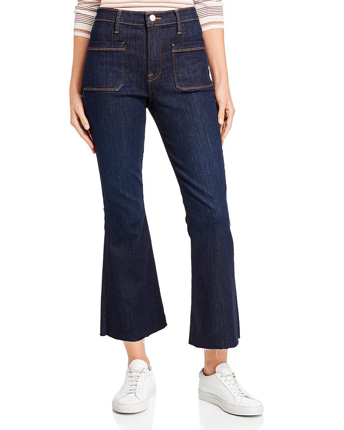 FRAME Le Bardot Crop Flare Raw-Edge Jeans in Sutherland | Bloomingdale's
