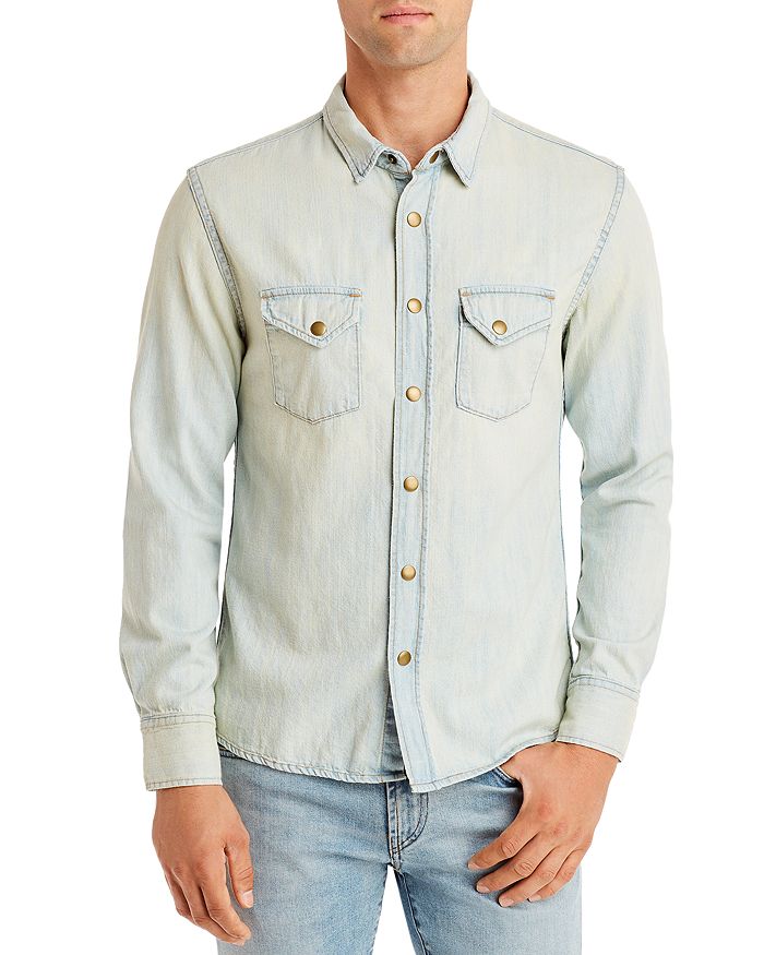 Billy Reid Bleached Denim Regular Fit Shirt Bloomingdale s