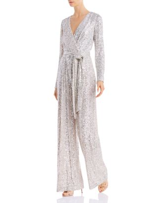 Sparkly Lace Embellished Long Sleeve Flare Sequin Bandage Jumpsuit - R –  Luxedress