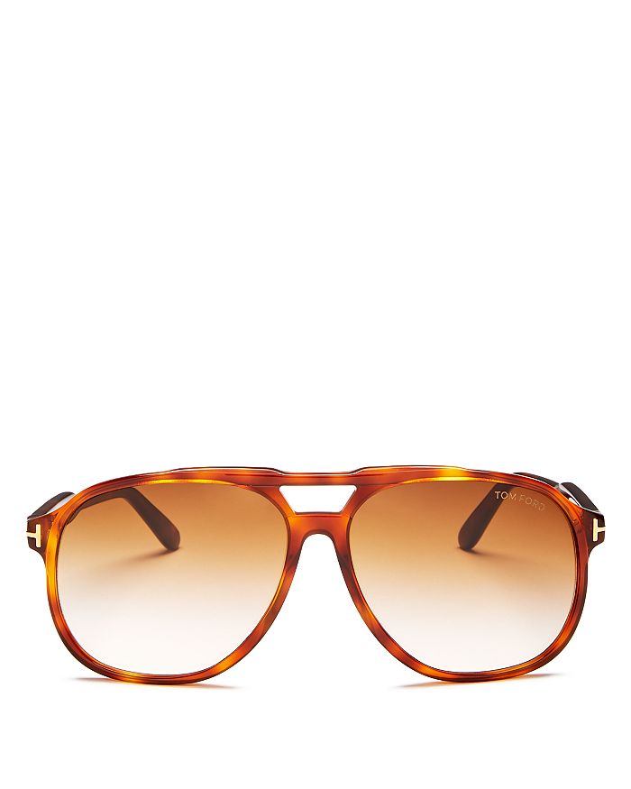 Tom Ford Raoul Brow Bar Aviator Sunglasses, 62mm In Blonde Havan/gradient Brown