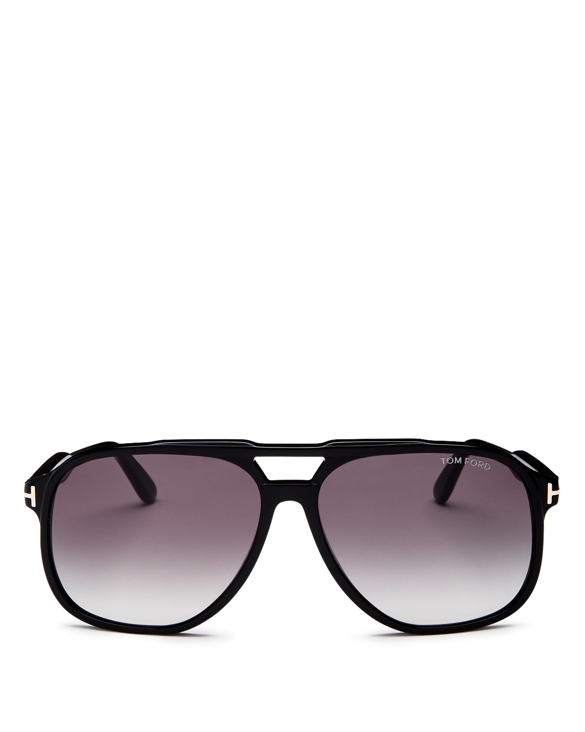 Tom Ford Raoul Brow Bar Aviator Sunglasses, 62mm in Shiny Black/Smoke