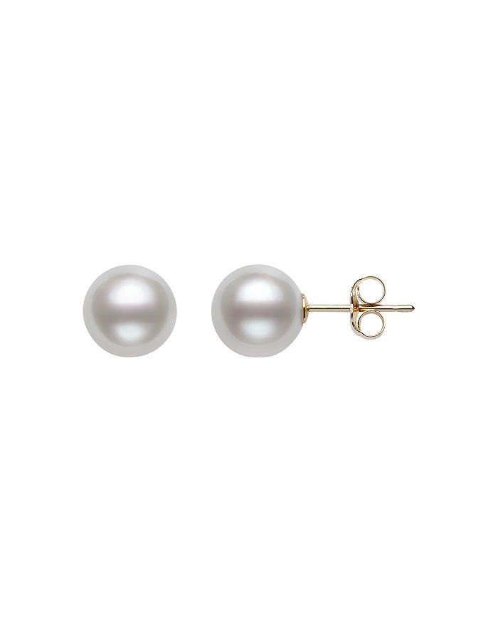 Bloomingdale's Cultured Freshwater Pearl Stud Earrings In 14k Yellow Gold - 100% Exclusive In White