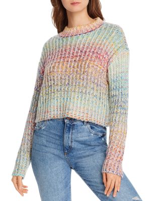 AQUA Rainbow Marled Cropped Sweater 