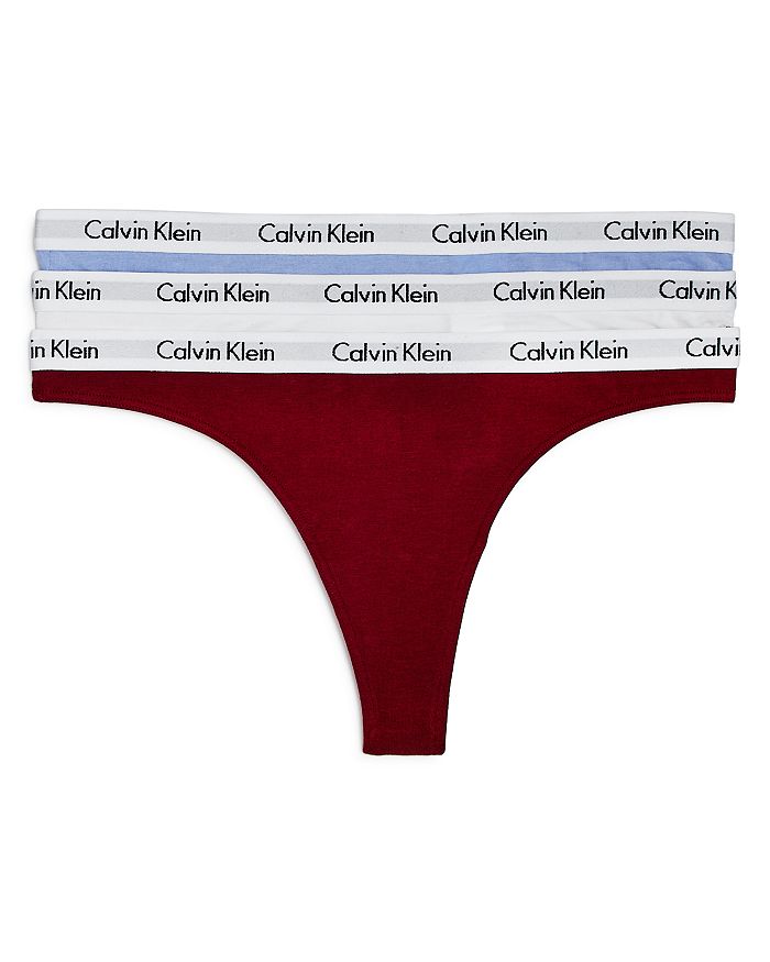 Calvin Klein Carousel Thongs, Set Of 3 In Jam/periwrinkle/white