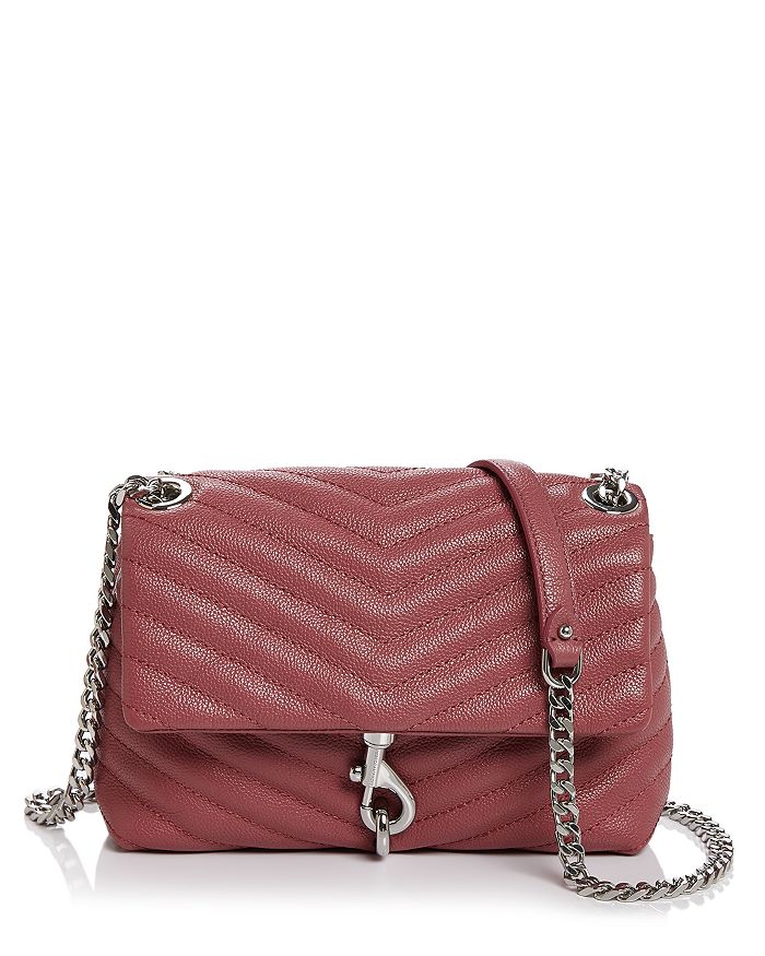 Rebecca Minkoff Edie Quilted Leather Convertible Crossbody In Fig/silver