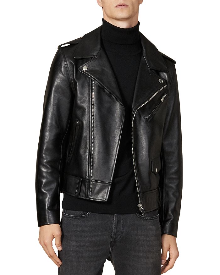 Sandro Men's Biker Leather Jacket - Black - Size x Large