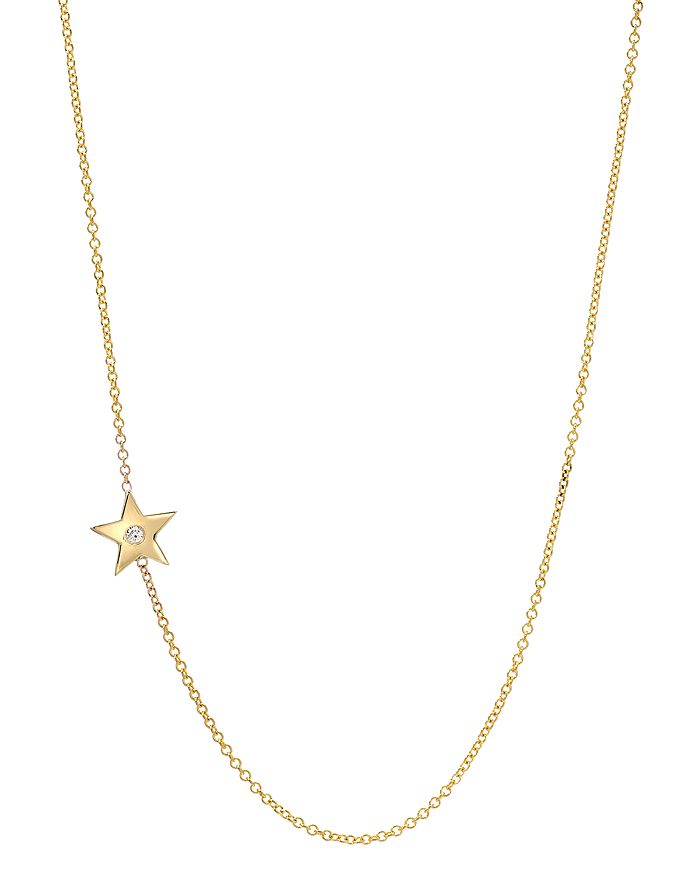 Zoe Lev 14k Yellow Gold Diamond Star Station Necklace, 18
