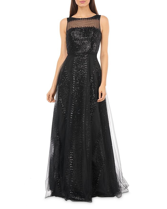 Carmen Marc Valvo Infusion Sequined Illusion Gown Bloomingdale s