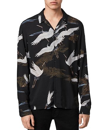 ALLSAINTS Yonder Stork-Print Slim Fit Button-Down Shirt | Bloomingdale's