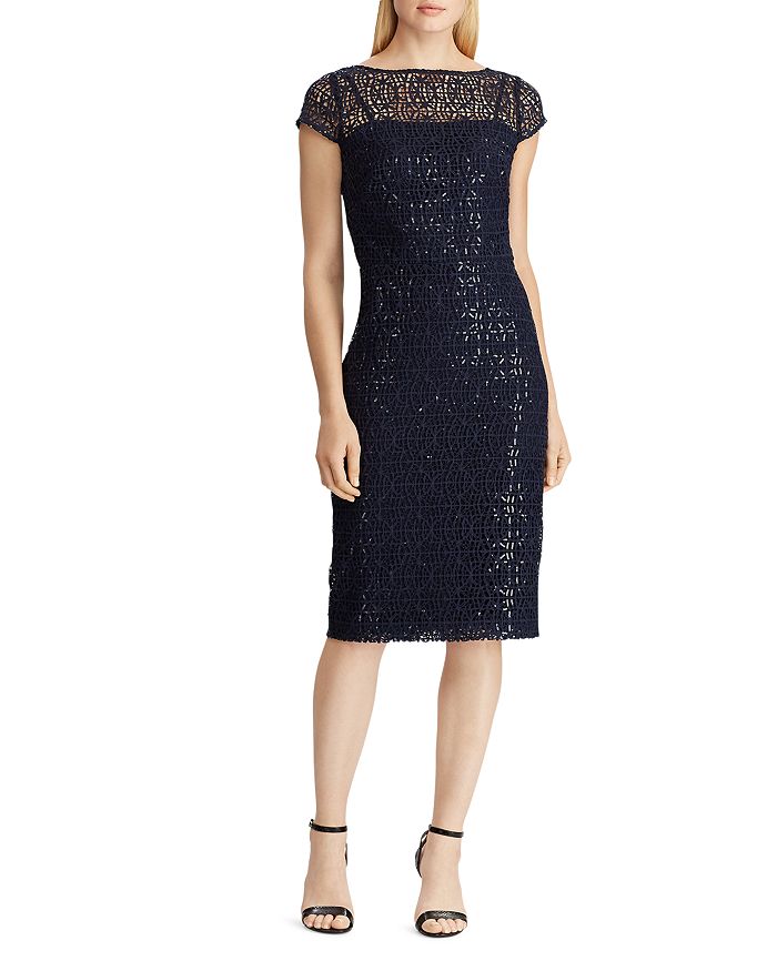 Ralph Lauren Sequined Lace Dress | Bloomingdale's