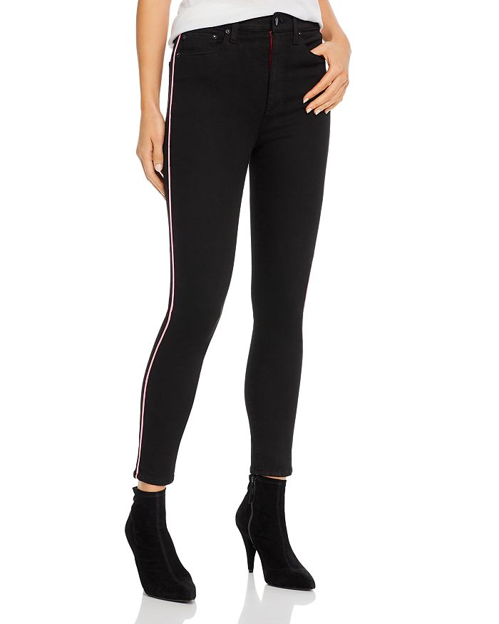 ALICE AND OLIVIA ALICE + OLIVIA GOOD HIGH-RISE PIPED ANKLE SKINNY JEANS IN NIGHT FEVER,CD519400NFR