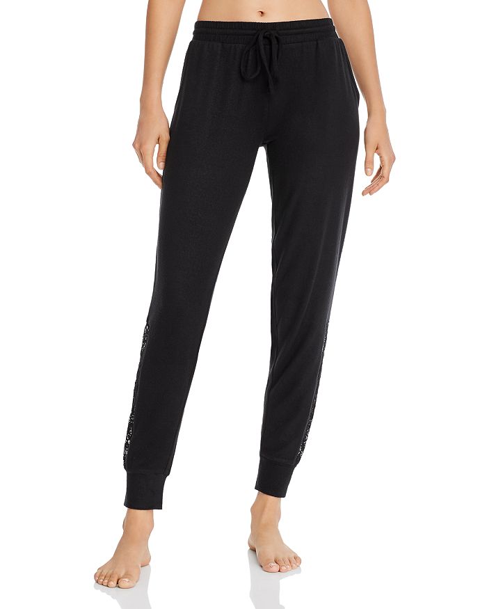 Pj Salvage Lace Inset Jogger Pants In Black