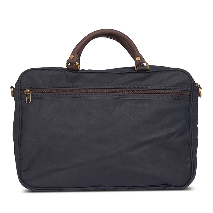 Shop Barbour Waxed Cotton & Leather Briefcase In Navy
