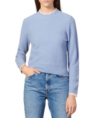 Sandro Vinta Lace-Trimmed Crewneck 