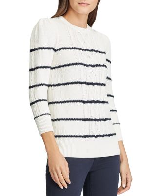 striped cable knit sweater
