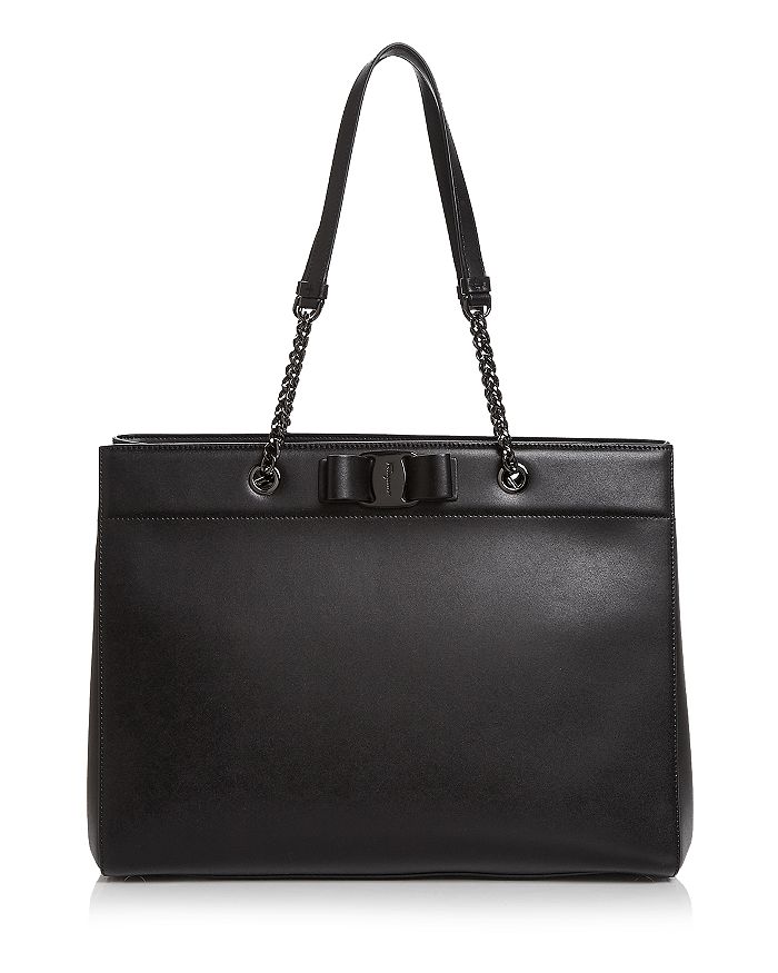 Salvatore ferragamo vara double handle leather tote top