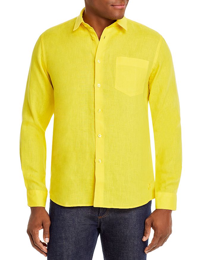 Shop Vilebrequin Linen Classic Fit Shirt In Buttercup
