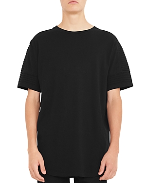Nana Judy Men's Crew Neck T-shirt With Pin Tuck Sleeve Detail In Black