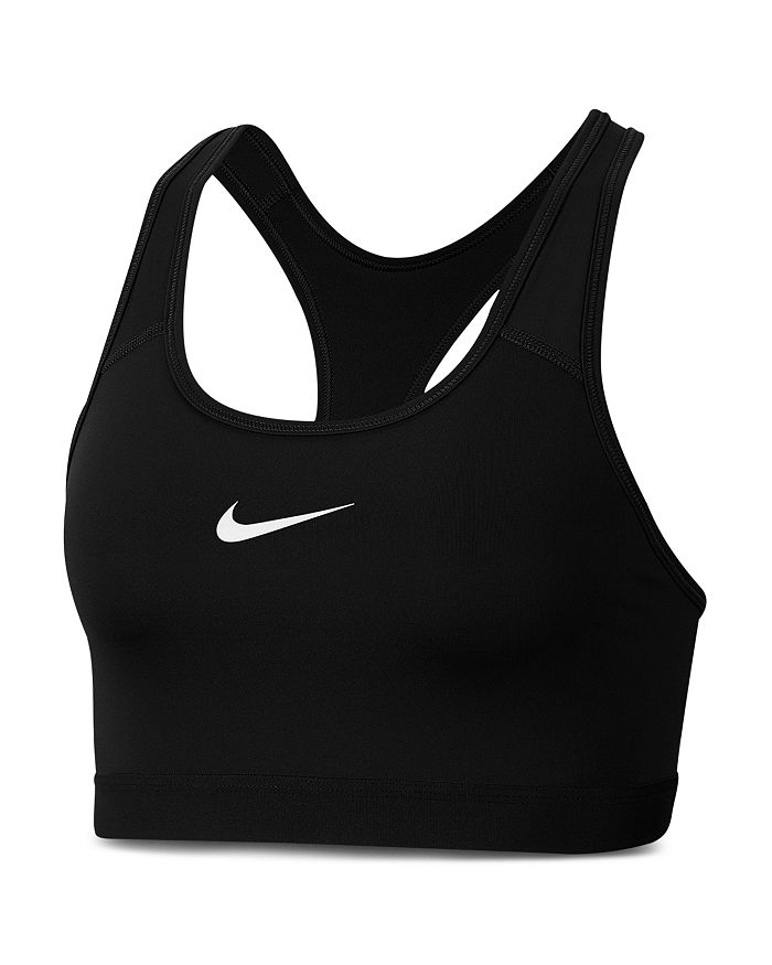 Nike Swoosh Dri-fit Recycled Sports Bra In Black/white