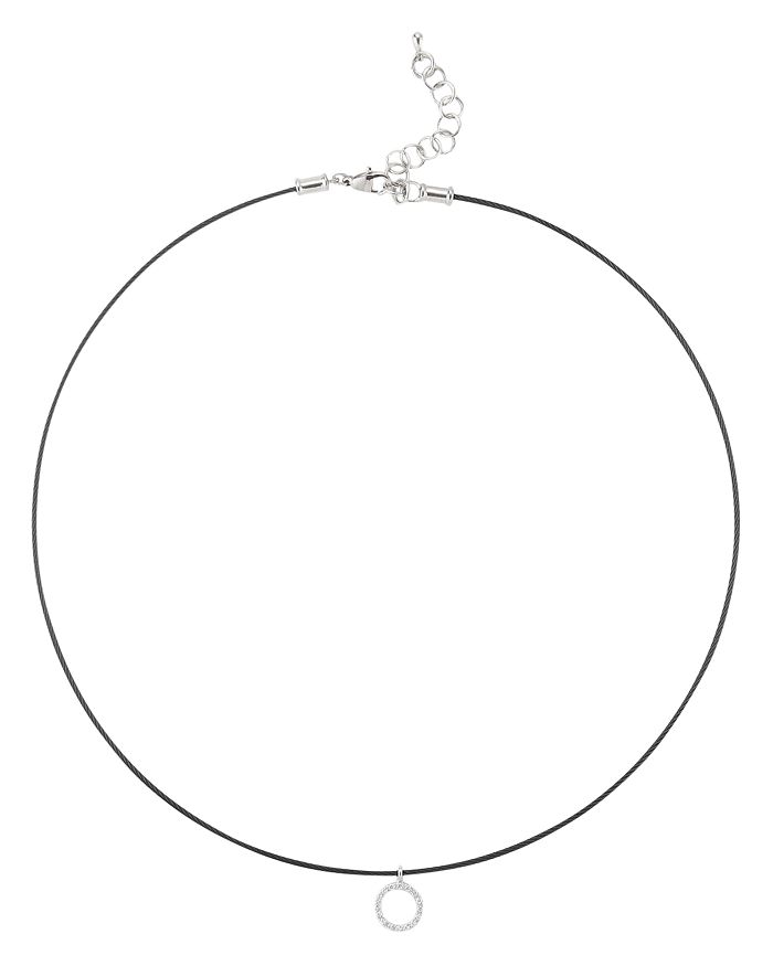 Alor Diamond Hoop Pendant Cable Necklace, 16 In White/black