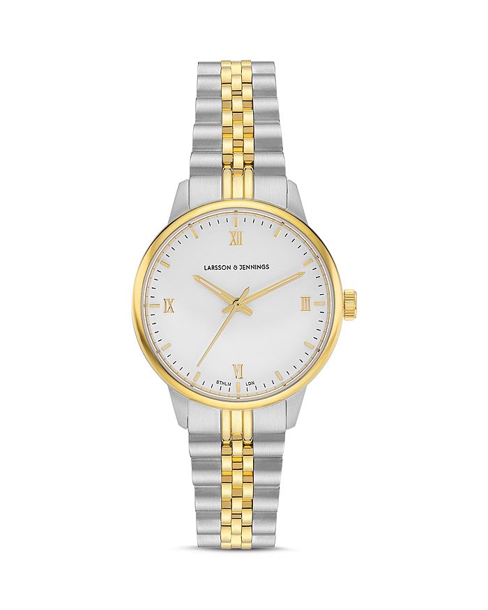 Larsson Jennings Vivid Mixed Link Bracelet Watch 30mm In White