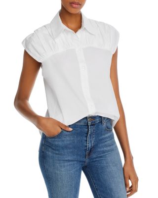 ruched button down shirt