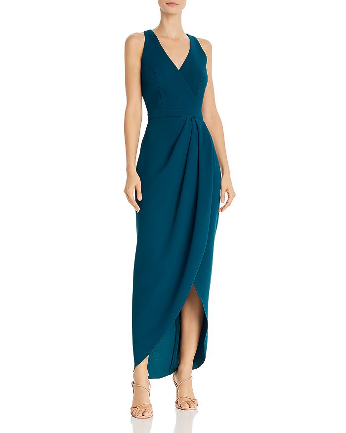 Avery G Faux-wrap Crepe Gown - 100% Exclusive In Emerald
